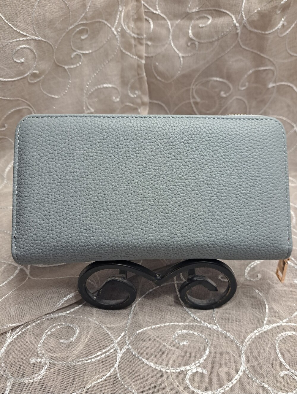 Cornflower Blue Pebbled Soft Vegan Leather Zip Around/Over Wallet